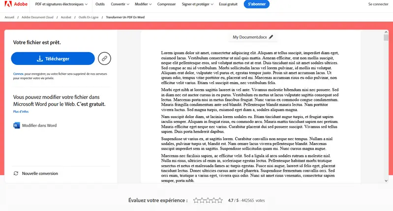 Fichier converti de PDF à Word avec Adobe Acrobat Fichier converti de PDF à Word avec Adobe Acrobat